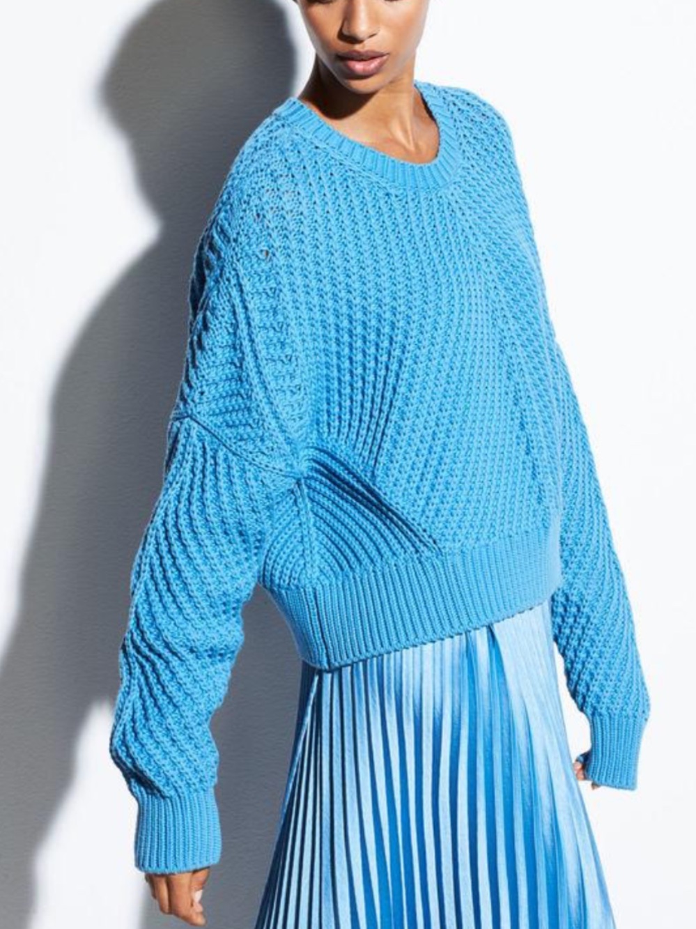 Vince Ribbed Directional Pullover Sweater in Blue Pumice! Size L